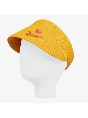NWT GUCCI Hat Sun Visor Straw Yellow Sz S 100% Authentic